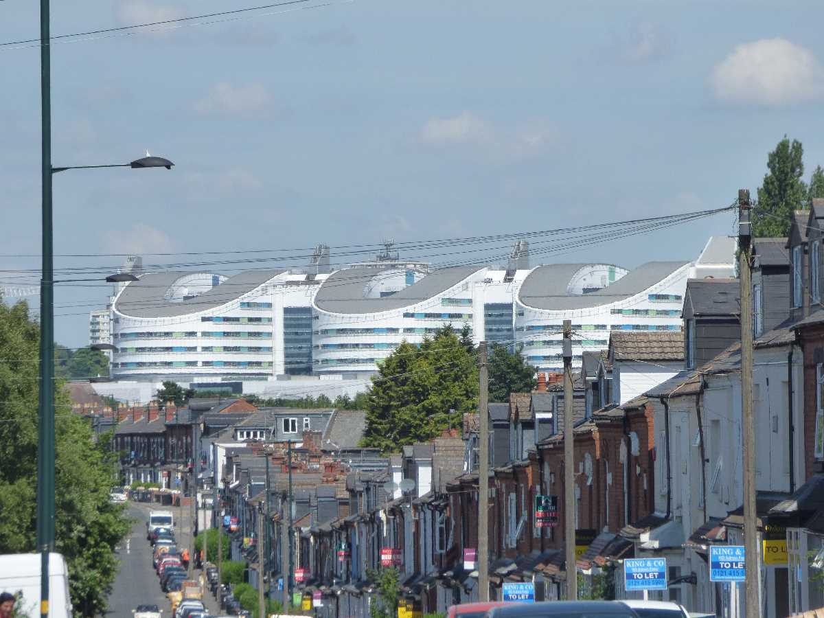 Queen Elizabeth Hospital Birmingham from Heeley Road, Selly Oak - 21st June 2022
